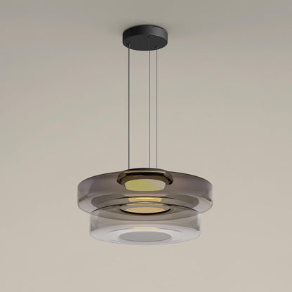 Hanglamp met gestapelde glazen schijven