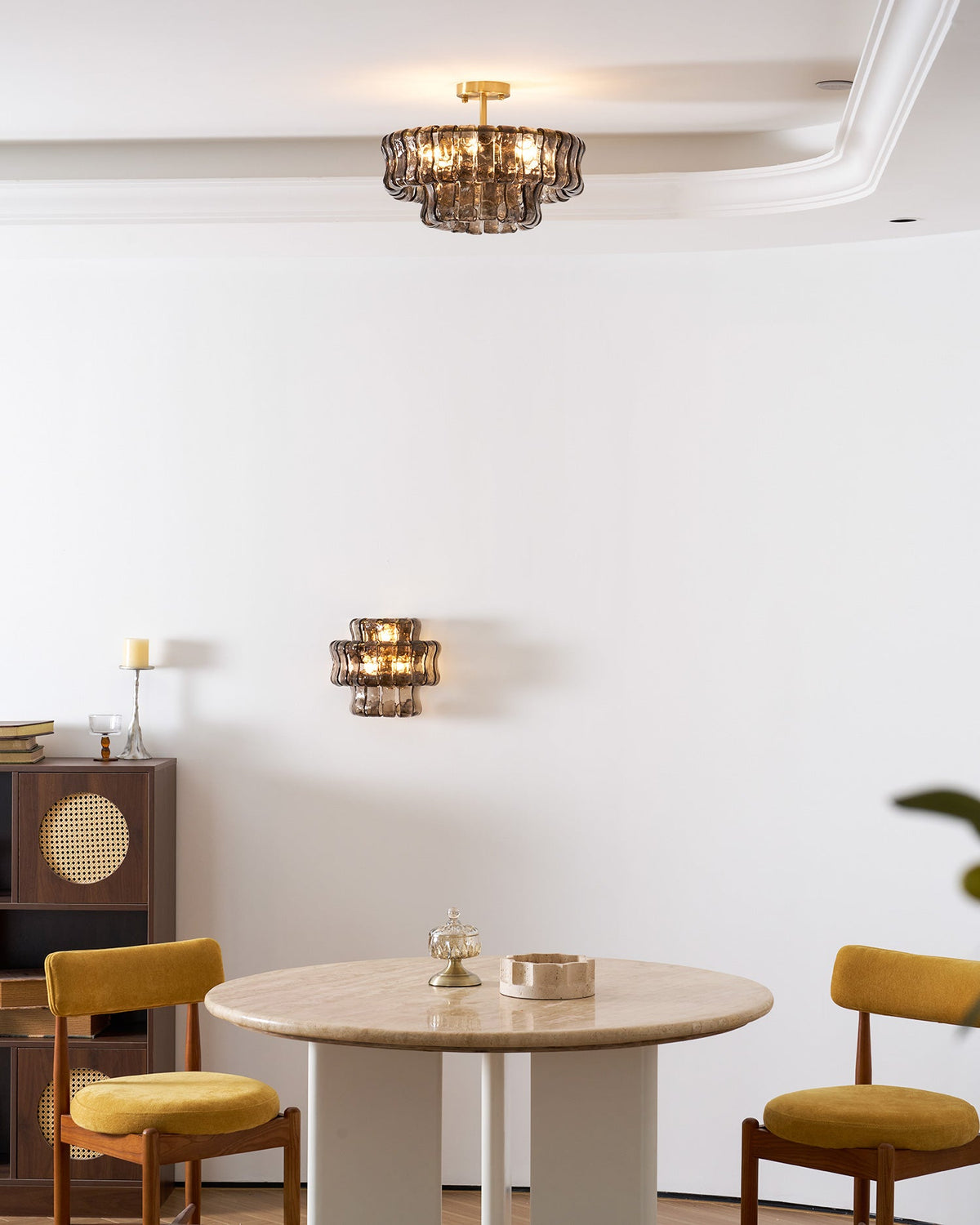 Gelaagde plafondlamp van ijsglas