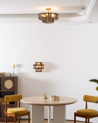 Gelaagde plafondlamp van ijsglas