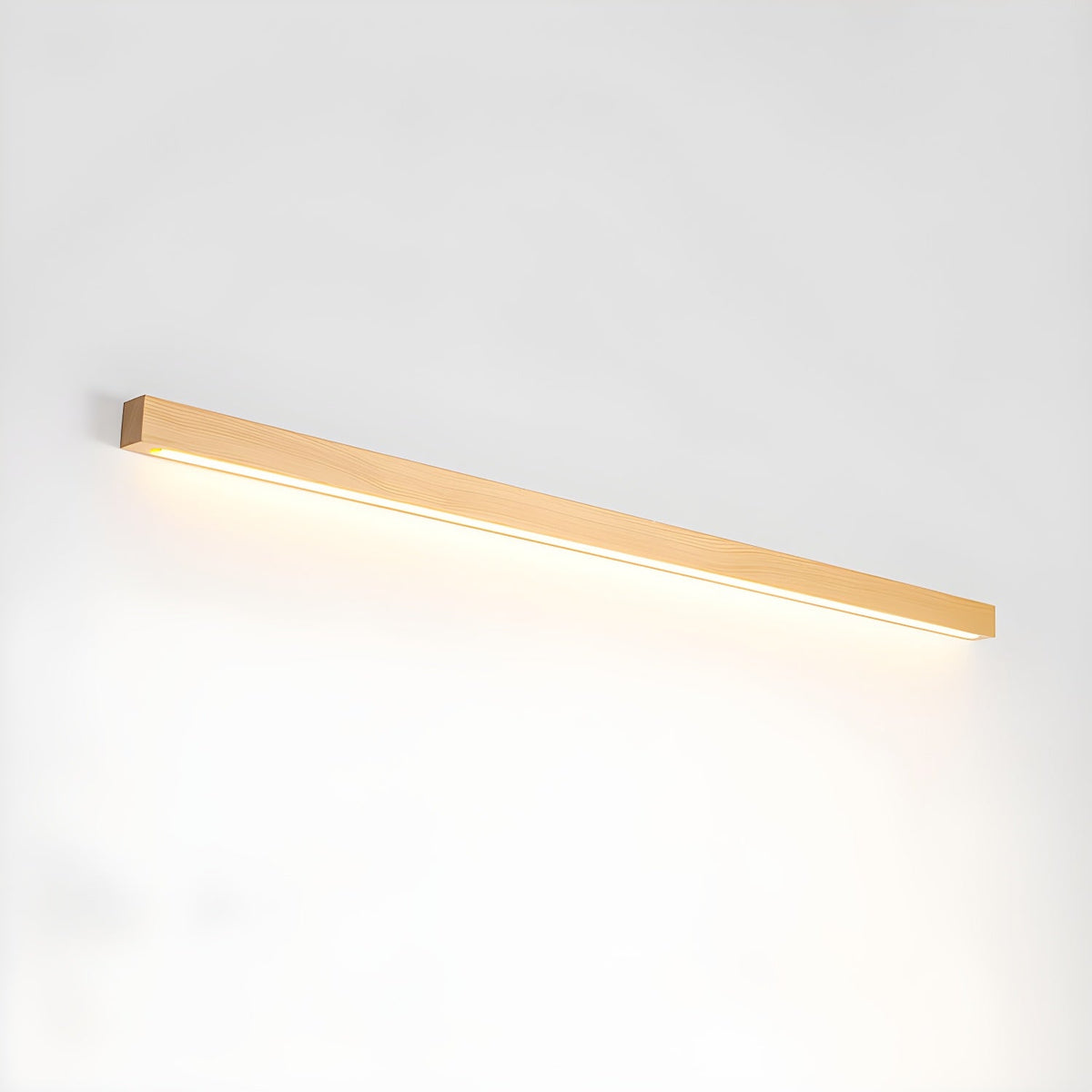 Slanke lineaire wandlamp van hout