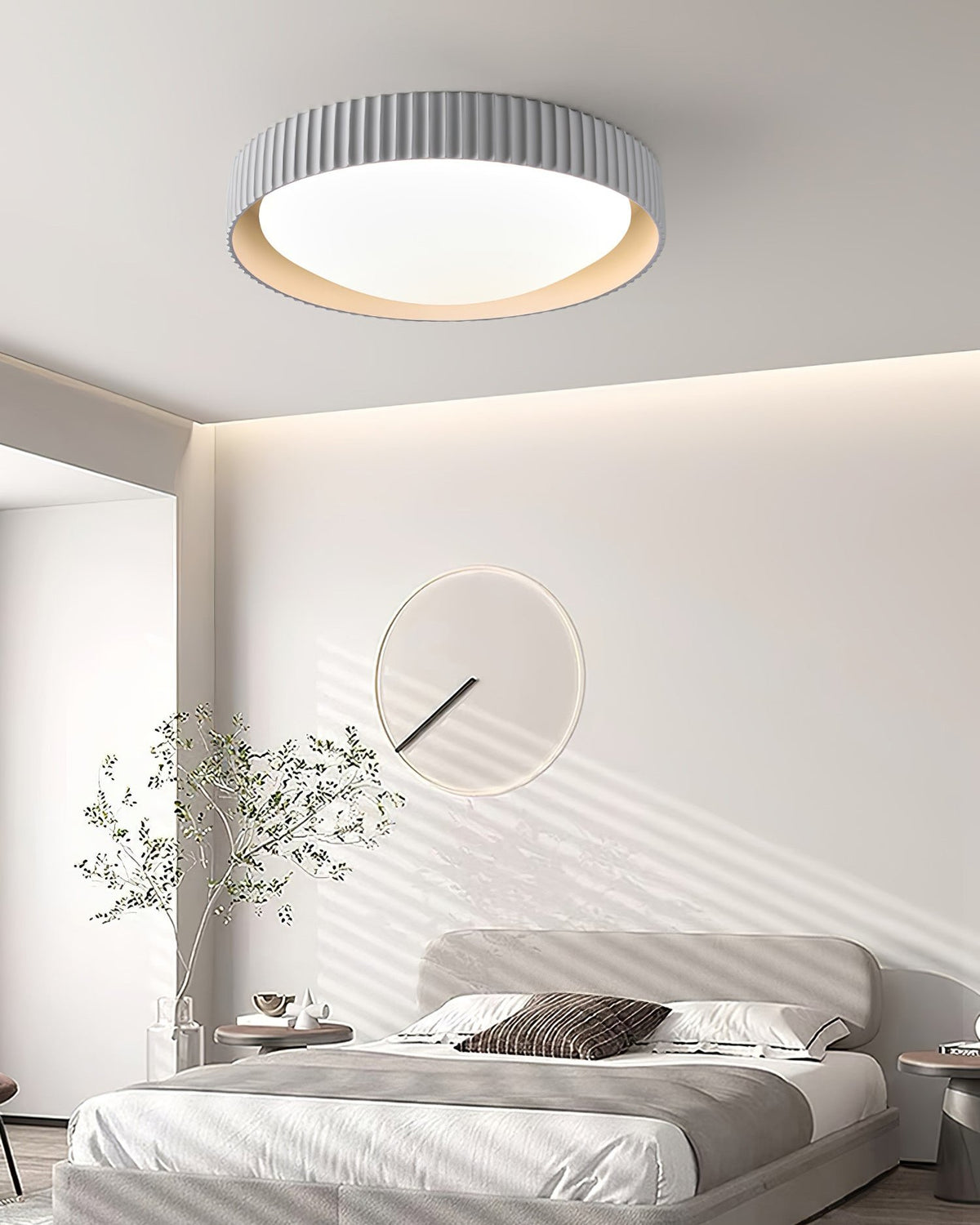 Geribbelde plafondlamp met harslampenkap