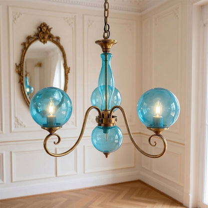 Gegoten messing globehanglamp