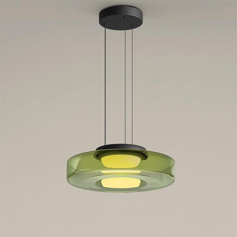Hanglamp met gestapelde glazen schijven