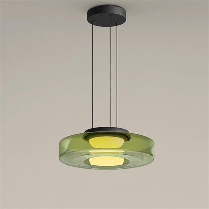 Hanglamp met gestapelde glazen schijven