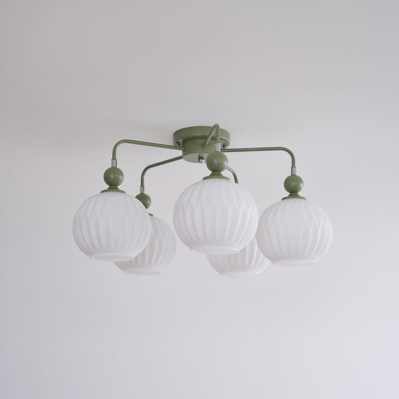 Geribd opalen glazen plafondlamp