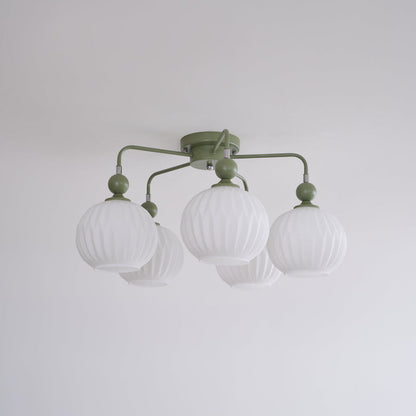 Geribd opalen glazen plafondlamp