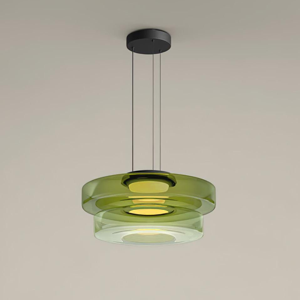 Hanglamp met gestapelde glazen schijven