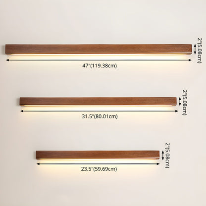 Slanke lineaire wandlamp van hout