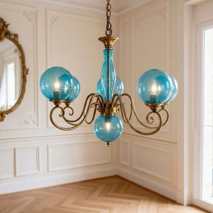 Gegoten messing globehanglamp