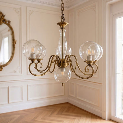 Gegoten messing globehanglamp
