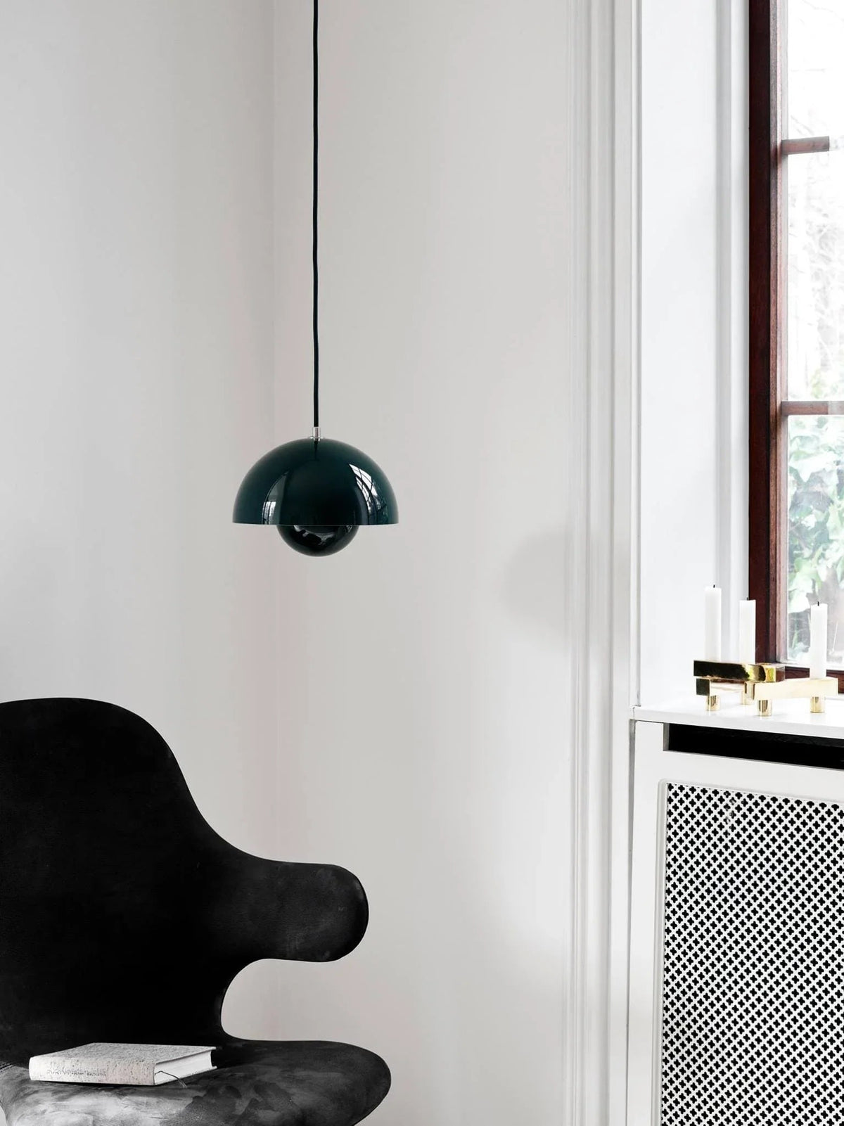 Metalen hanglamp met twee koepels
