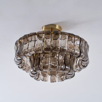 Gelaagde plafondlamp van ijsglas