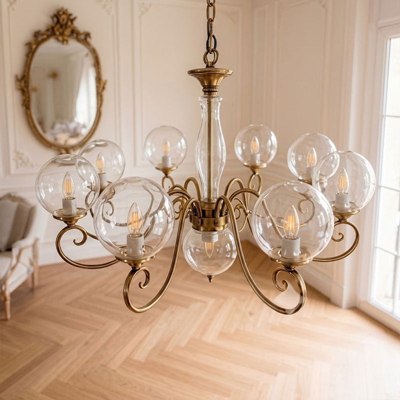 Gegoten messing globehanglamp