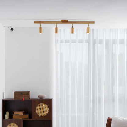 Houten rail met spotjes