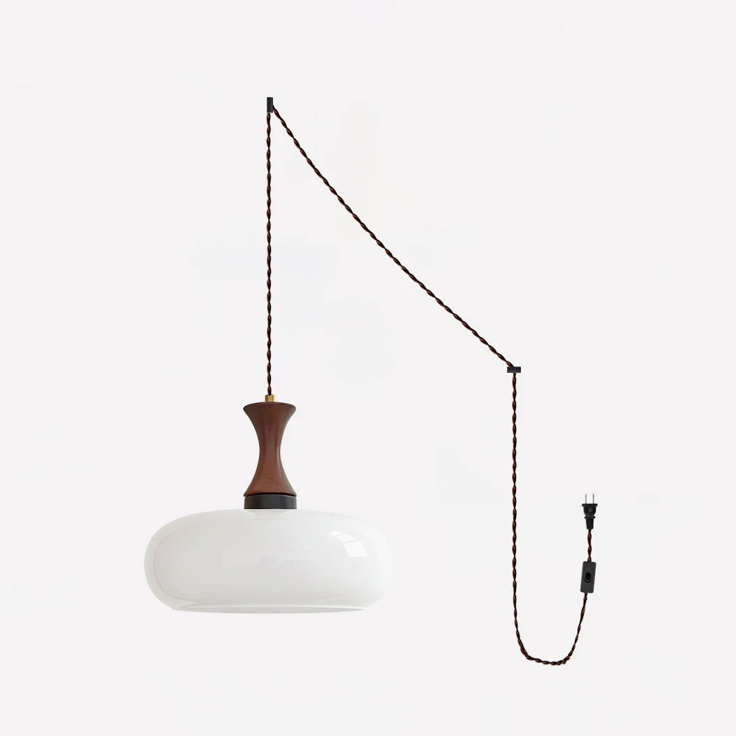 Amberkleurige glazen hanglamp met stekker