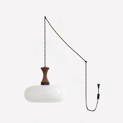 Amberkleurige glazen hanglamp met stekker