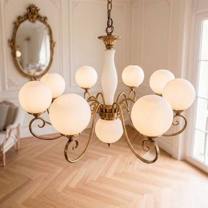 Gegoten messing globehanglamp