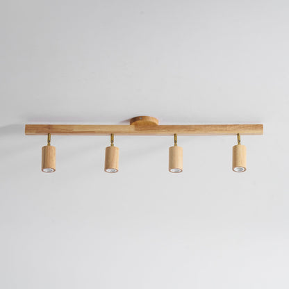 Houten rail met spotjes