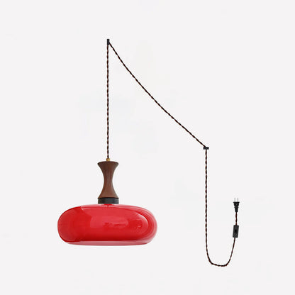 Amberkleurige glazen hanglamp met stekker