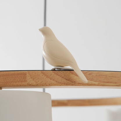 Ronde houten vogelhanglamp