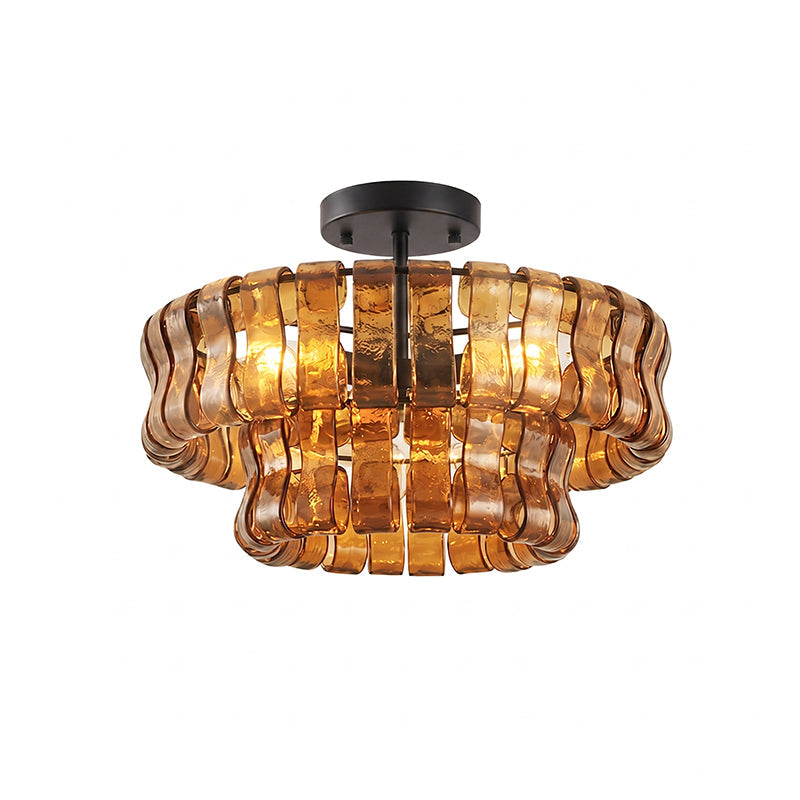 Gelaagde plafondlamp van ijsglas