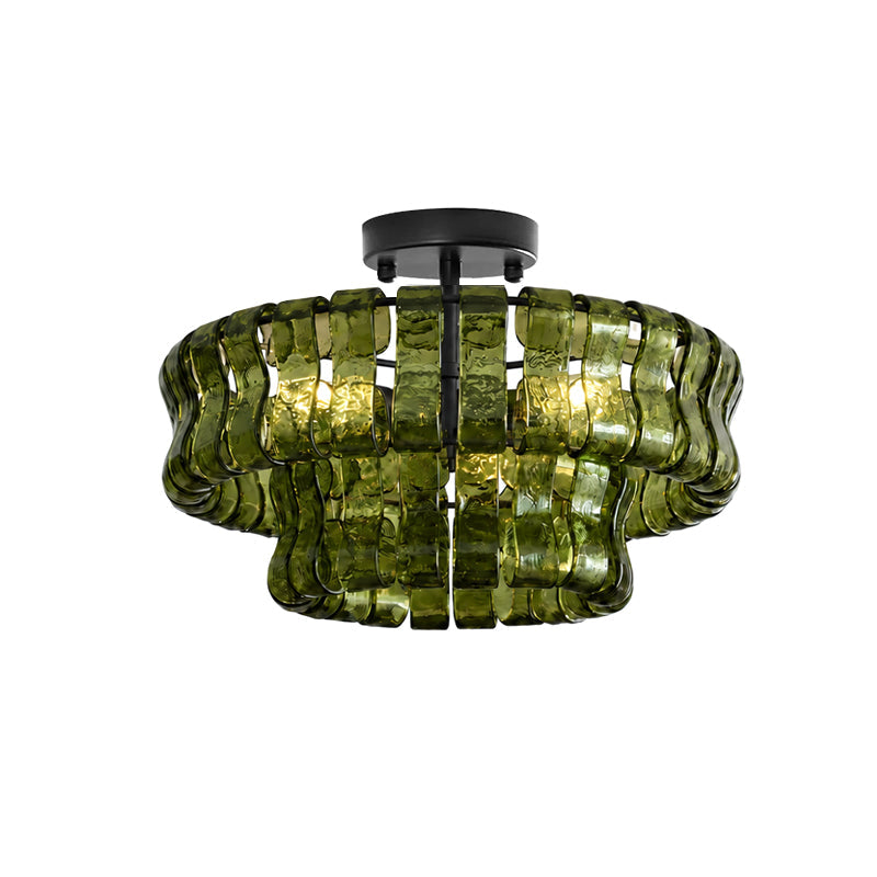 Gelaagde plafondlamp van ijsglas