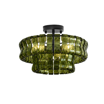 Gelaagde plafondlamp van ijsglas