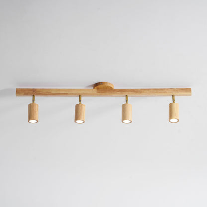 Houten rail met spotjes