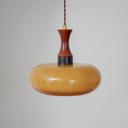 Amberkleurige glazen hanglamp met stekker