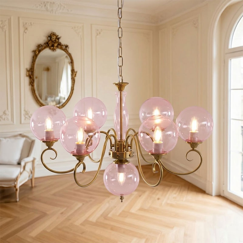 Gegoten messing globehanglamp