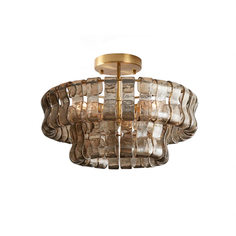 Gelaagde plafondlamp van ijsglas