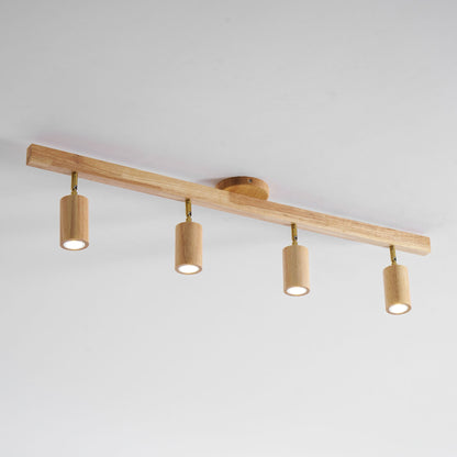 Houten rail met spotjes