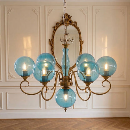 Gegoten messing globehanglamp