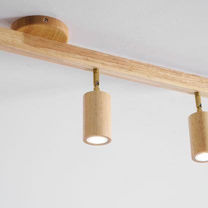 Houten rail met spotjes
