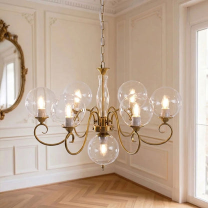 Gegoten messing globehanglamp