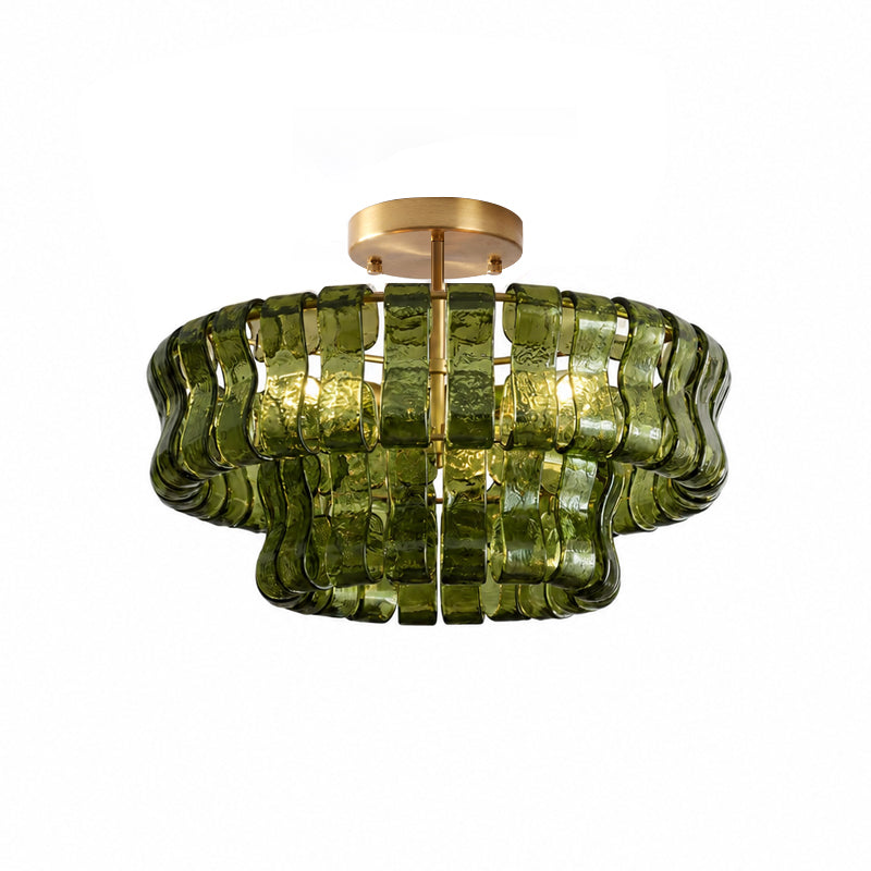 Gelaagde plafondlamp van ijsglas
