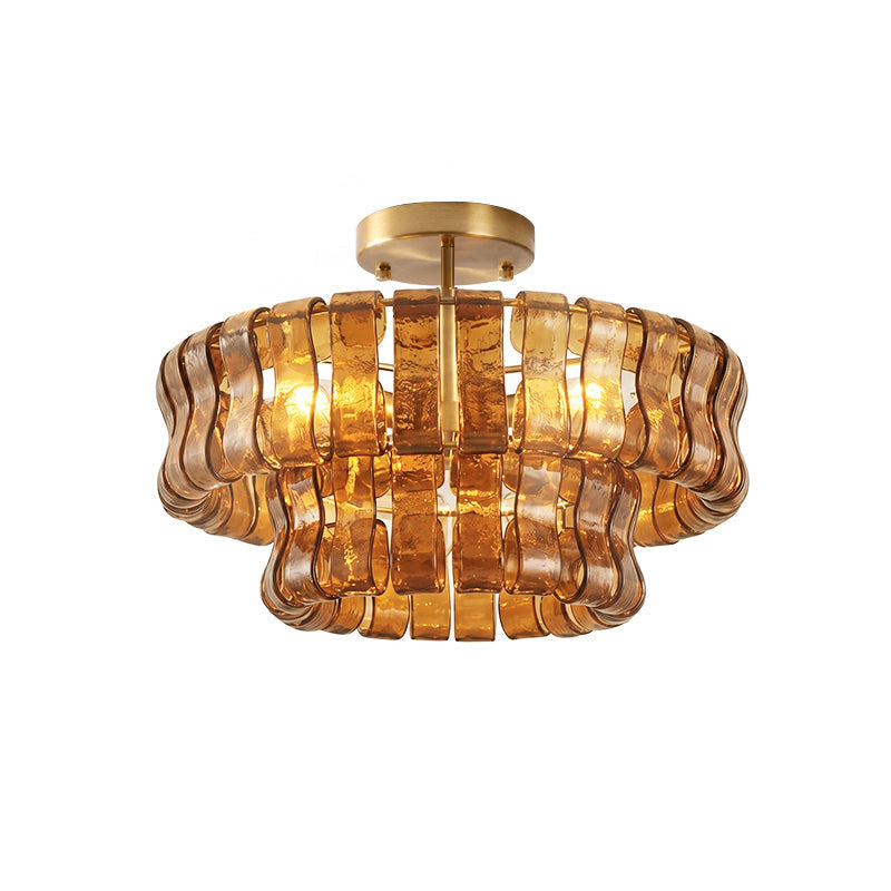 Gelaagde plafondlamp van ijsglas