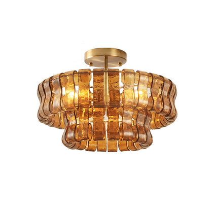 Gelaagde plafondlamp van ijsglas