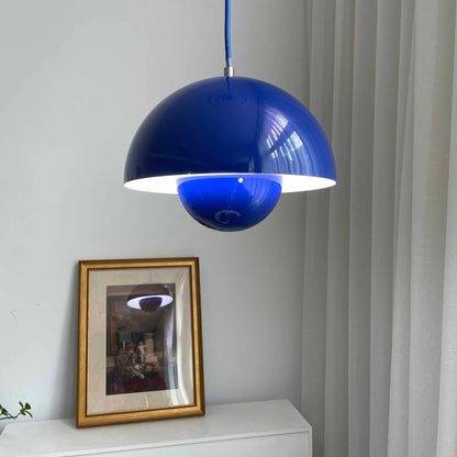 Metalen hanglamp met twee koepels