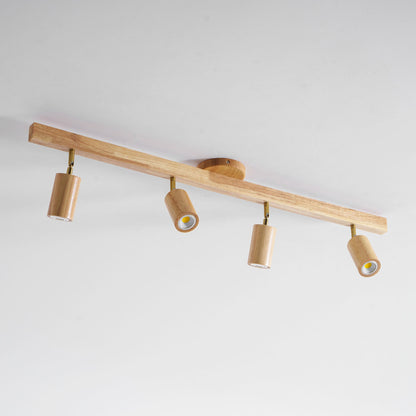 Houten rail met spotjes