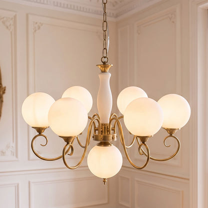 Gegoten messing globehanglamp