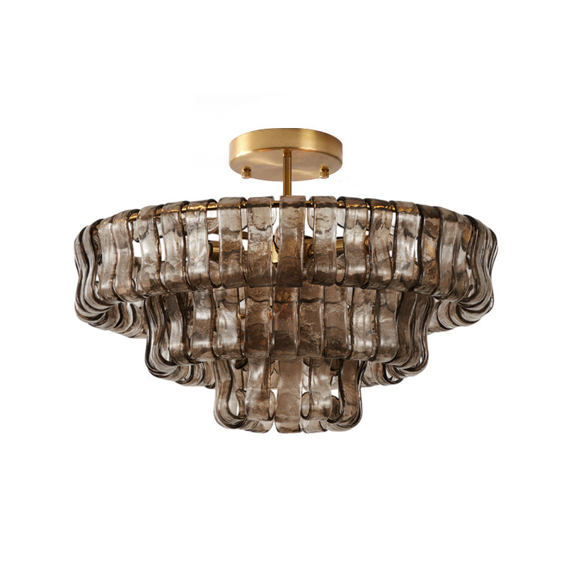 Gelaagde plafondlamp van ijsglas