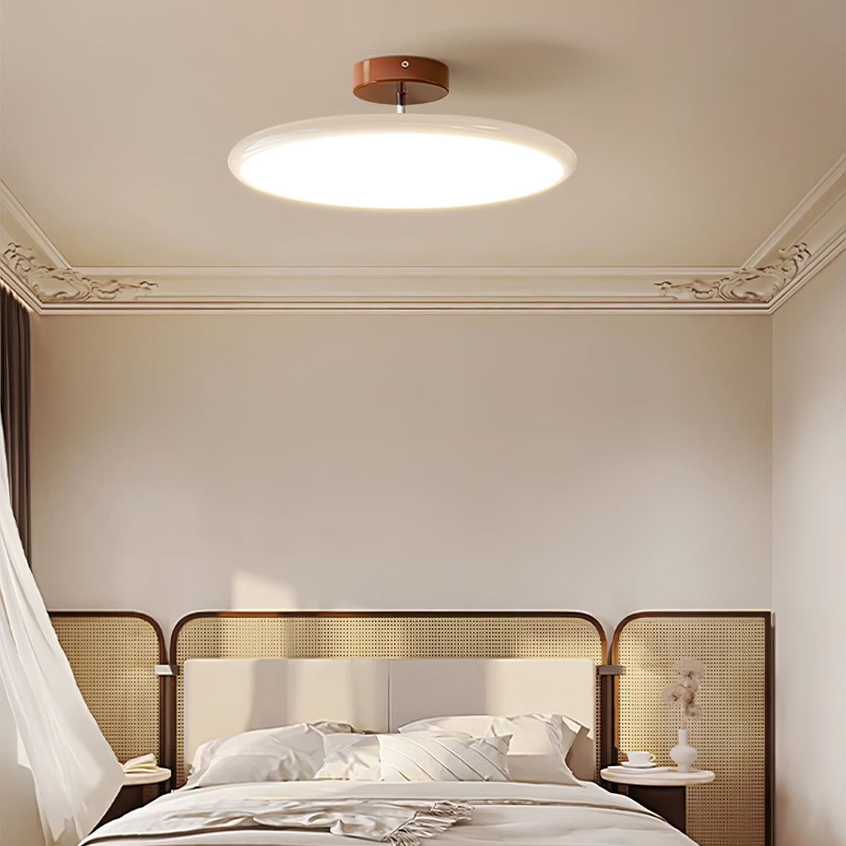 Ronde houten draaibare plafondlamp