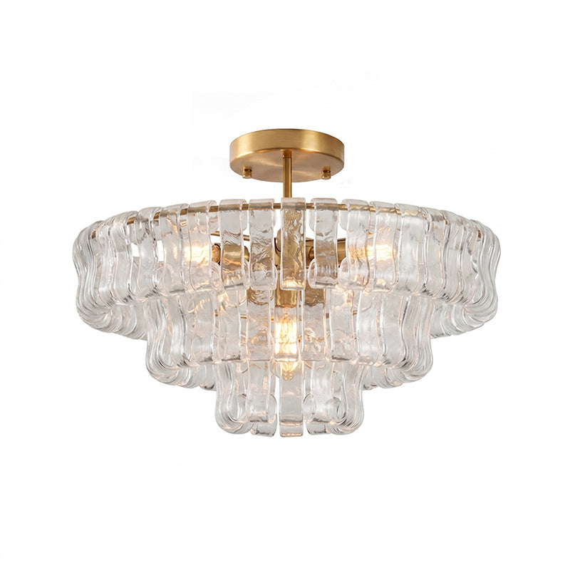 Gelaagde plafondlamp van ijsglas