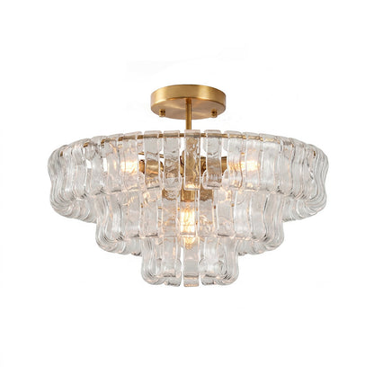 Gelaagde plafondlamp van ijsglas
