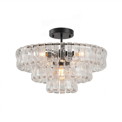 Gelaagde plafondlamp van ijsglas