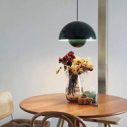 Metalen hanglamp met twee koepels