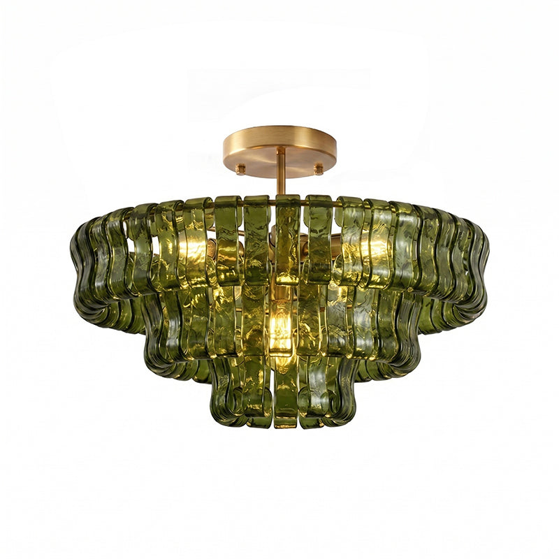 Gelaagde plafondlamp van ijsglas