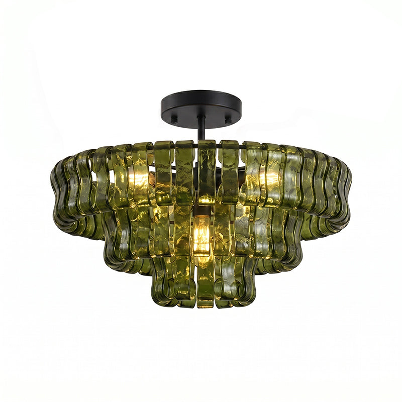 Gelaagde plafondlamp van ijsglas