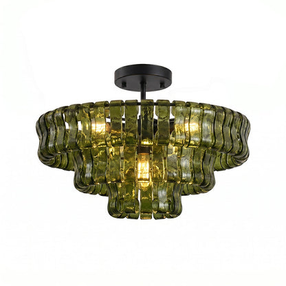 Gelaagde plafondlamp van ijsglas